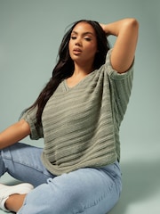 Yours Curve Green Sparkle Knit Cover-Up - Image 1 of 5