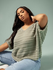 Yours Curve Green Sparkle Knit Cover-Up - Image 4 of 5