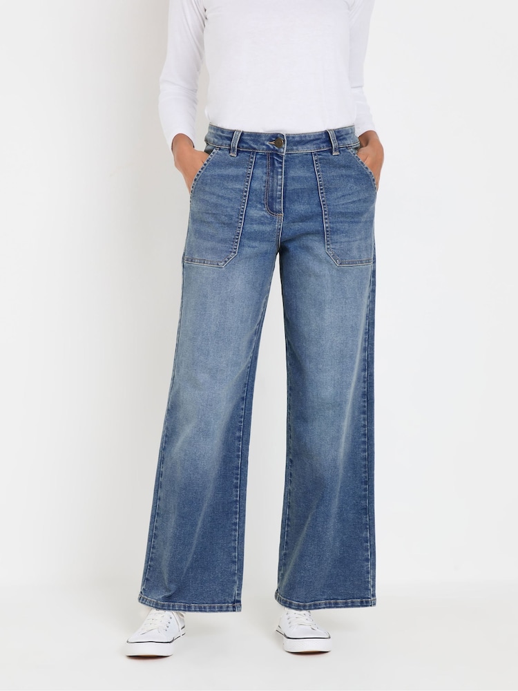 M&Co Blue Carpenter Wide Leg Jeans - Image 1 of 5