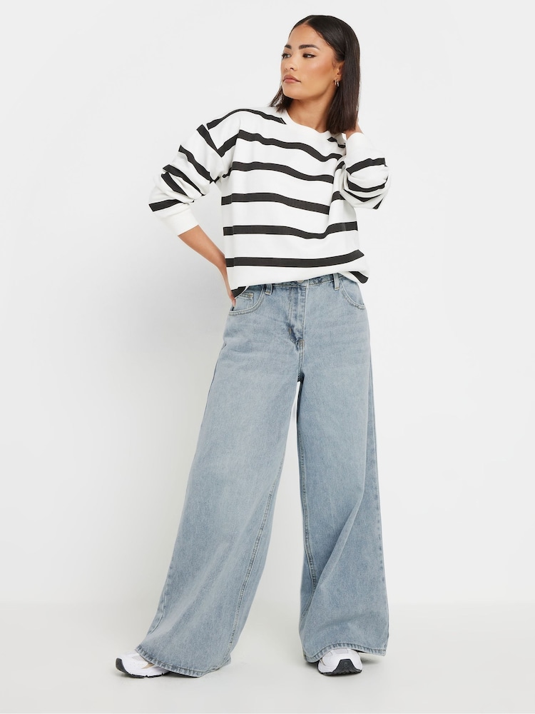 PixieGirl Petite Blue Palazzo Wide Leg 100% Cotton Jeans - Image 1 of 4