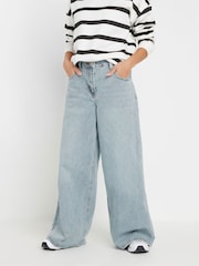PixieGirl Petite Blue Palazzo Wide Leg 100% Cotton Jeans - Image 2 of 4