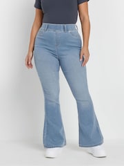 Yours Curve Blue Flare Jeggings - Image 1 of 4