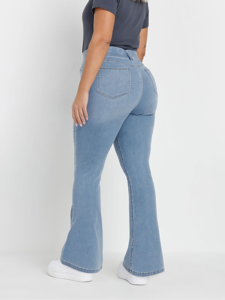 Yours Curve Blue Flare Jeggings - Image 2 of 4