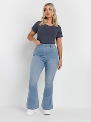 Yours Curve Blue Flare Jeggings - Image 3 of 4