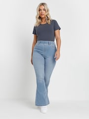 Yours Curve Blue Flare Jeggings - Image 4 of 4
