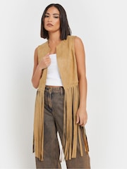 PixieGirl Petite Brown Tassel Suedette Waistcoat - Image 1 of 5