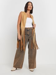 PixieGirl Petite Brown Tassel Suedette Waistcoat - Image 3 of 5