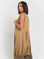 PixieGirl Petite Brown Tassel Suedette Waistcoat - Image 4 of 5