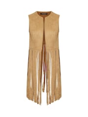 PixieGirl Petite Brown Tassel Suedette Waistcoat - Image 5 of 5