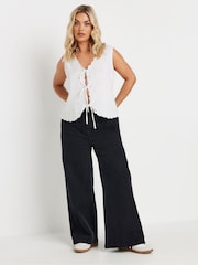 Yours Curve White Tie Front 100% Cotton Waistcoat - Image 2 of 5