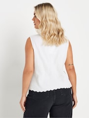 Yours Curve White Tie Front 100% Cotton Waistcoat - Image 3 of 5