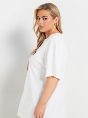 Yours Curve White Cherish Cherry 100% Cotton T-Shirt - Image 3 of 5