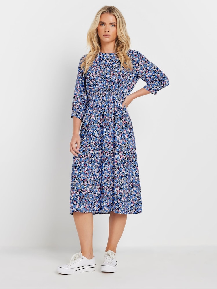 M&Co Blue Petite Midi Dress - Image 1 of 5