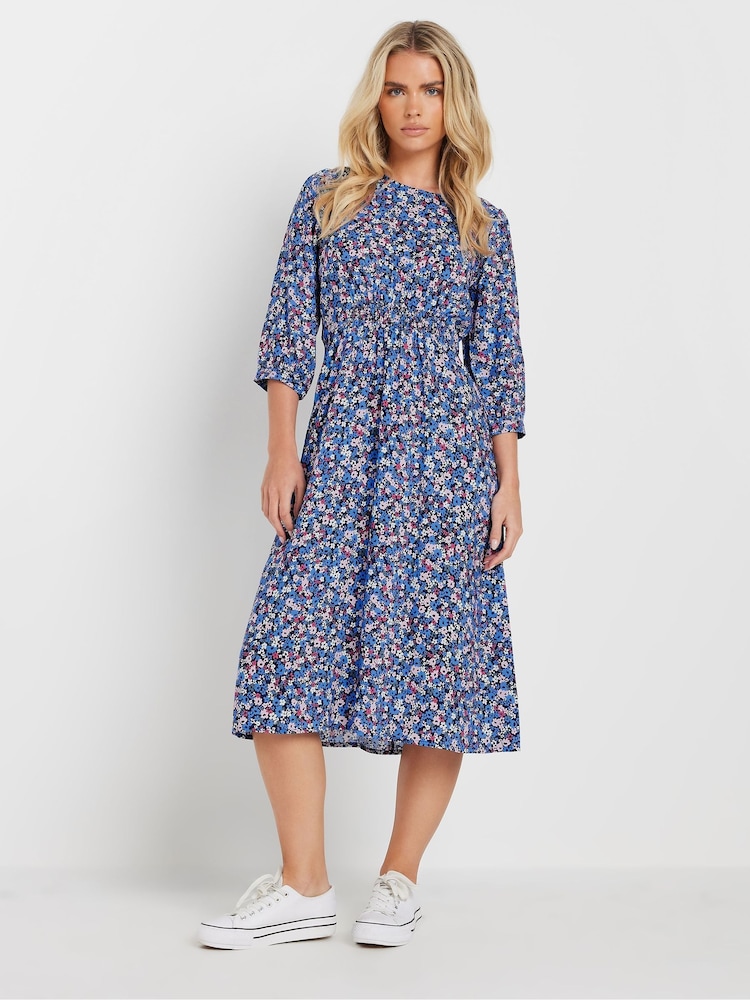 M&Co Blue Petite Midi Dress - Image 2 of 5