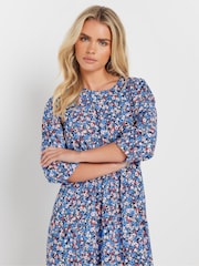 M&Co Blue Petite Midi Dress - Image 4 of 5