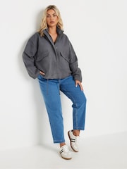 Yours Curve Grey Twill Drop Shoulder Jacket - Image 4 of 4