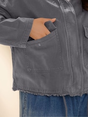 Yours Curve Grey Twill Drop Shoulder Jacket - Image 5 of 6