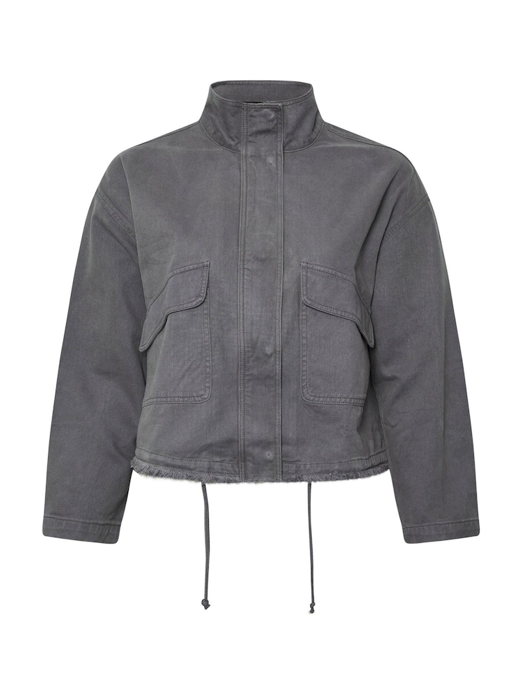 Yours Curve Grey Twill Drop Shoulder Jacket - Image 6 of 6