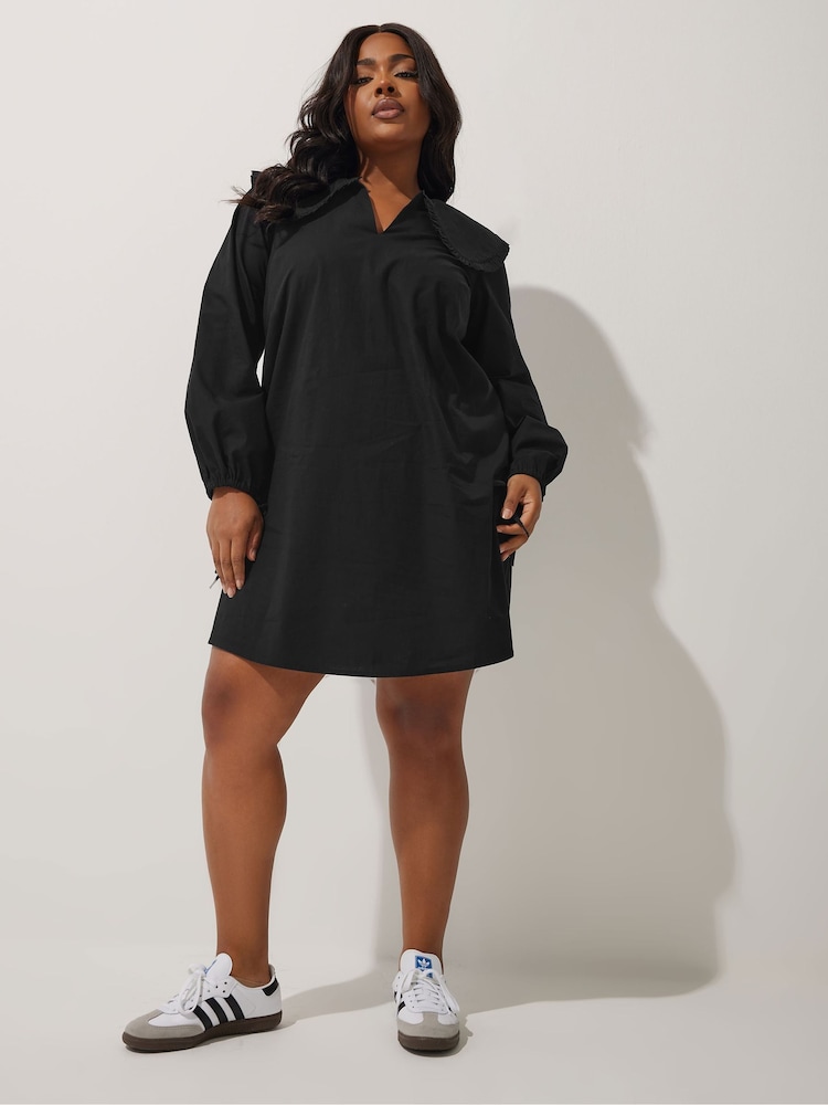 Yours Curve Black Limited Collar Dress - Image 2 of 6