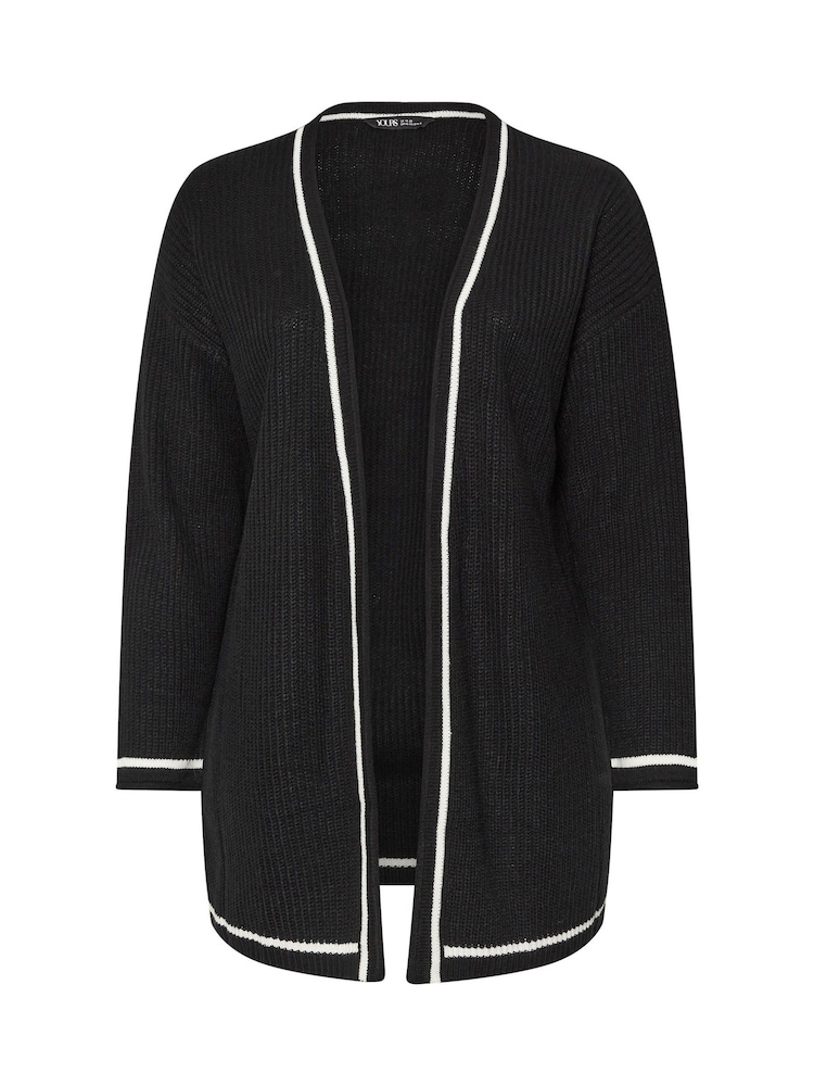 Yours Curve Black Contrast Knitted Cardigan - Image 5 of 5