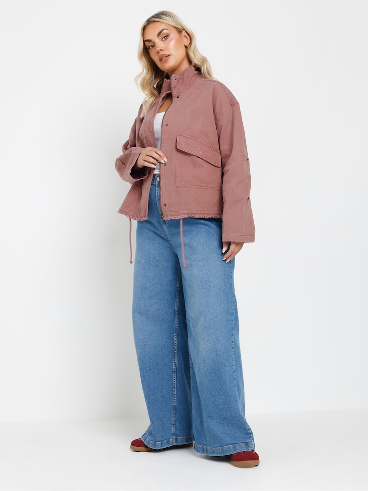 Yours Curve Pink Twill Drop Shoulder Jacket - Image 2 of 5