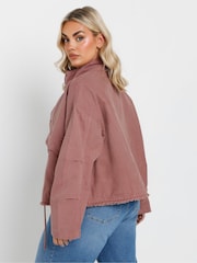 Yours Curve Pink Twill Drop Shoulder Jacket - Image 3 of 5