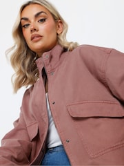 Yours Curve Pink Twill Drop Shoulder Jacket - Image 4 of 5