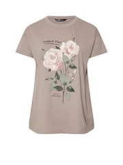 Yours Curve Purple Print Flower T-Shirt - Image 5 of 5