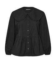 Yours Curve Black 100% Cotton Limited Collar Top - Image 5 of 5
