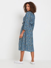 M&Co Blue Ditsy Button Through 3/4 Sleeve Dress - Image 3 of 5