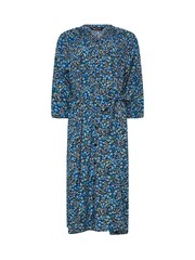 M&Co Blue Ditsy Button Through 3/4 Sleeve Dress - Image 5 of 5