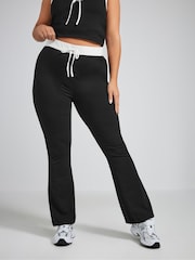 Yours Curve Black Limited Contrast Band Flare Leggings - Image 1 of 5
