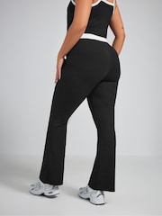 Yours Curve Black Limited Contrast Band Flare Leggings - Image 3 of 5