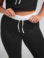 Yours Curve Black Limited Contrast Band Flare Leggings - Image 4 of 5