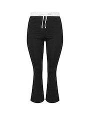 Yours Curve Black Limited Contrast Band Flare Leggings - Image 5 of 5