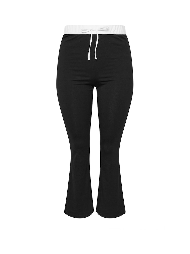 Yours Curve Black Limited Contrast Band Flare Leggings - Image 5 of 5