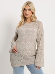 Yours Curve Natural Pointelle Jumper - Image 1 of 5
