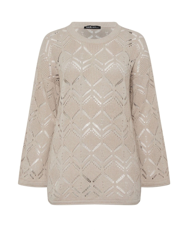 Yours Curve Natural Pointelle Jumper - Image 5 of 5