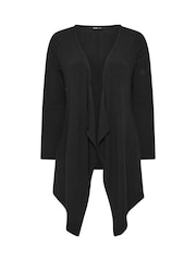 Yours Curve Black Waterfall Ribbed Cardigan - Image 5 of 5
