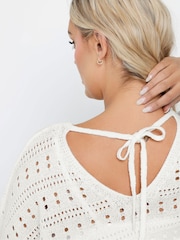 Yours Curve White Pointelle Stitch Crochet Jumper - Image 2 of 5