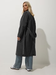 Yours Curve Black Limited Longline Denim Trench Coat - Image 3 of 4
