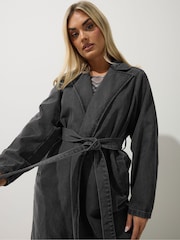 Yours Curve Black Limited Longline Denim Trench Coat - Image 4 of 4