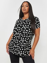 Yours Curve Black Dot Print Top - Image 1 of 5