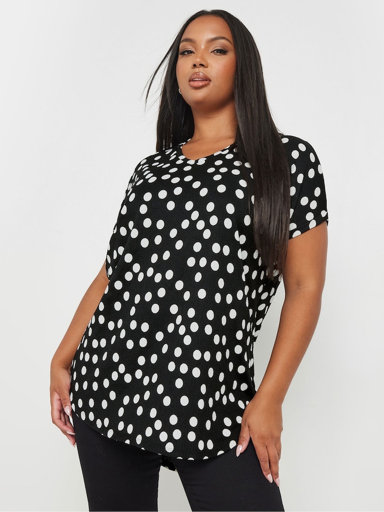 Yours Curve Black Dot Print Top - Image 1 of 5