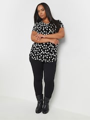 Yours Curve Black Dot Print Top - Image 2 of 5