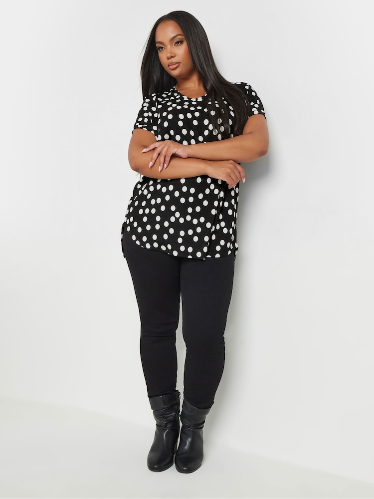Yours Curve Black Dot Print Top - Image 2 of 5
