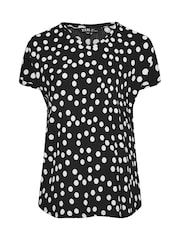 Yours Curve Black Dot Print Top - Image 5 of 5