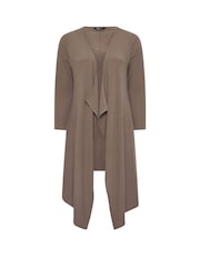 Yours Curve Brown Waterfall Ribbed Cardigan - Image 5 of 5
