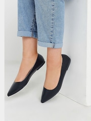 Yours Curve Black Wide Fit Wide Fit Flat Point Pumps - Image 2 of 6