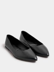 Yours Curve Black Wide Fit Wide Fit Flat Point Pumps - Image 3 of 6